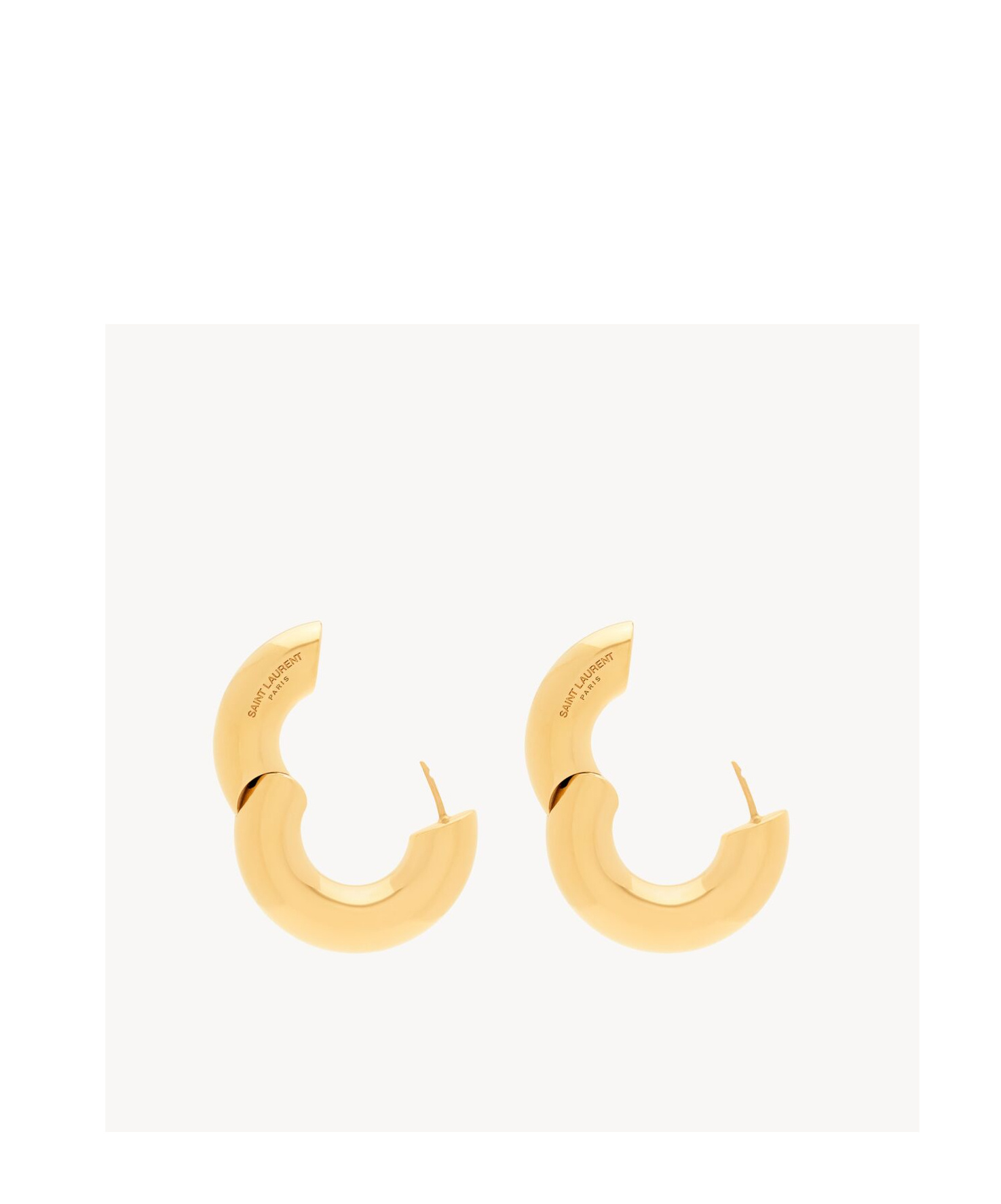 Saint Laurent Tube Hoop Earrings In Metal In Gold