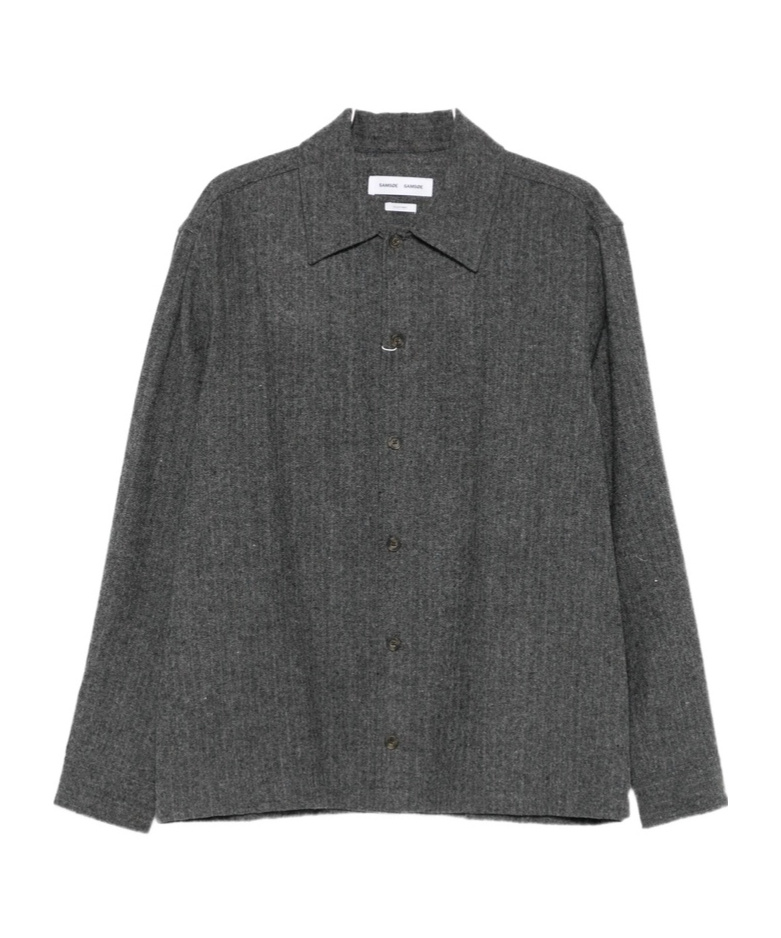 Samsoe & Samsoe Button-down Long-sleeved Shirt In Gray
