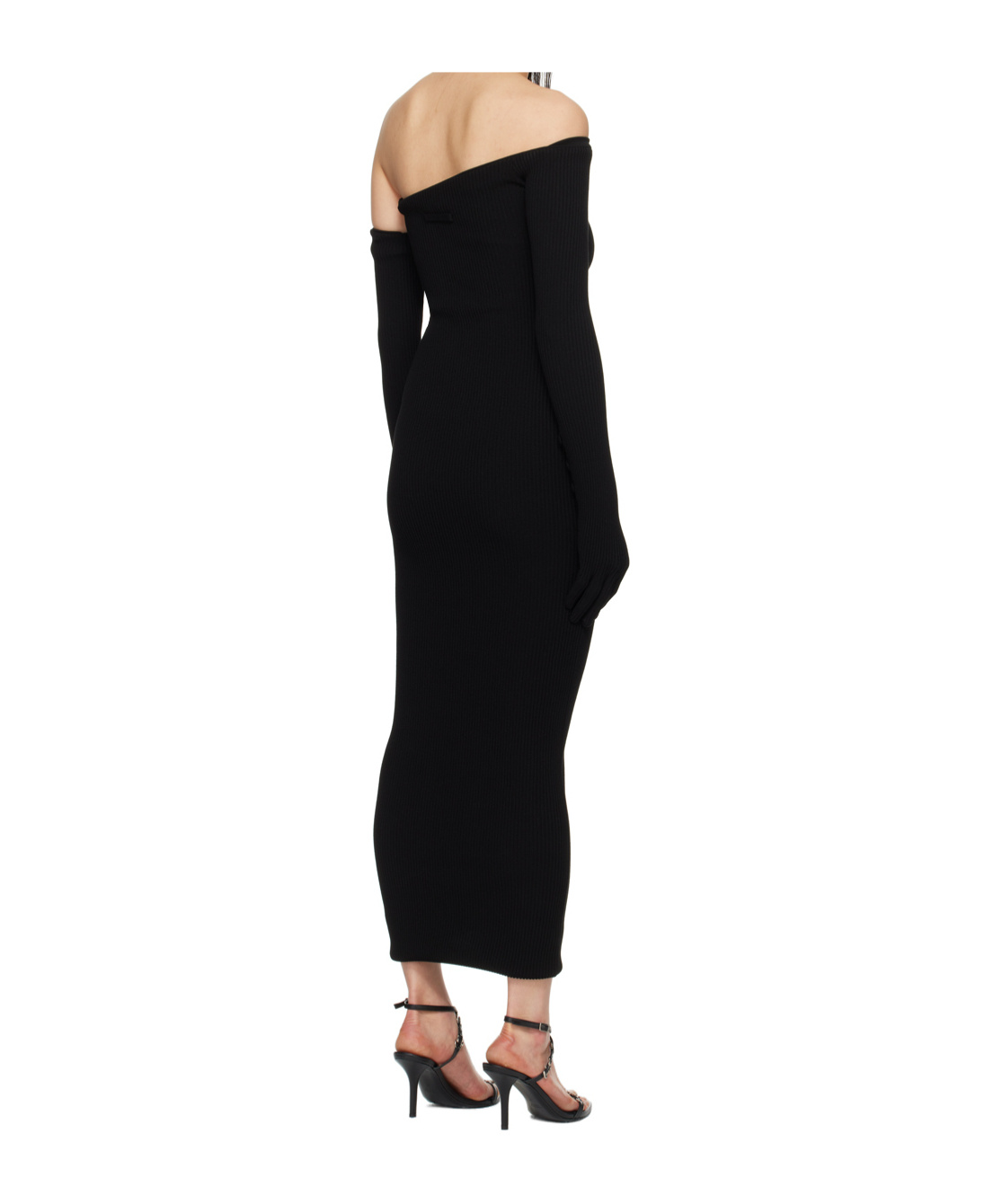 Jean Paul Gaultier Black Asymmetric Neck Maxi Dress In Black