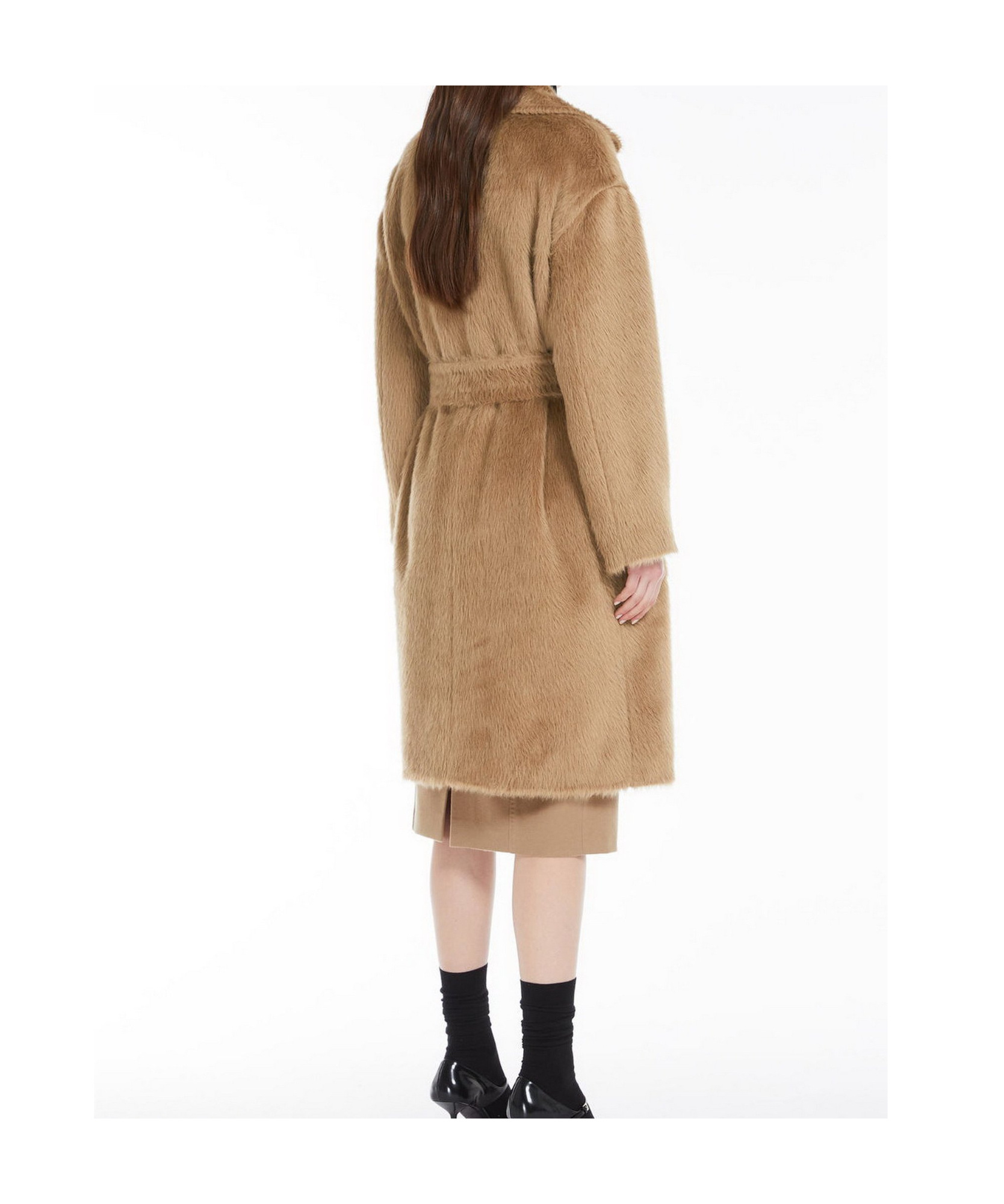 Max Mara Long-sleeved Lapel Coat In Nude