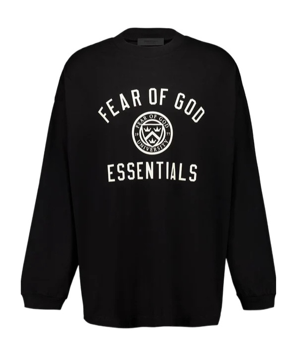 Essentials Black Long Sleeve T-shirt With University Logo In Black