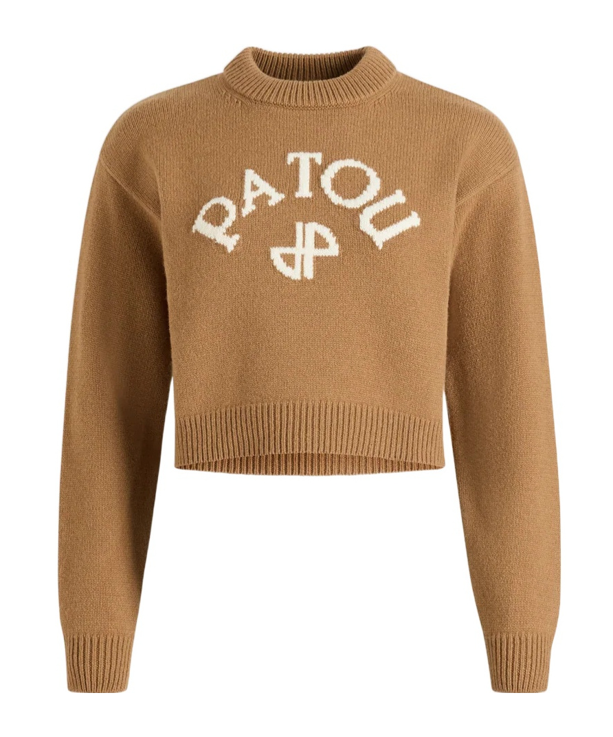 Patou Ribbed Hem Cropped Knitwear In Brown