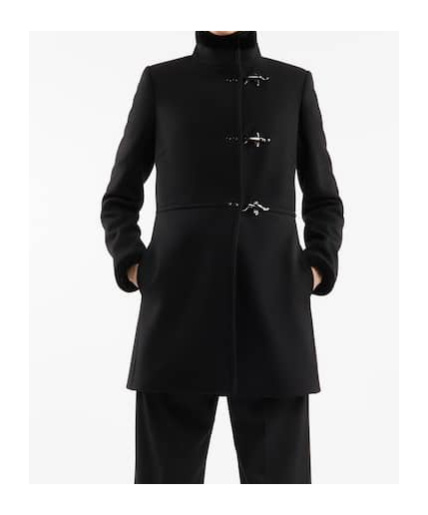 Fay Romantic Coat In Black In Soft Wool Blend Fabric In Black