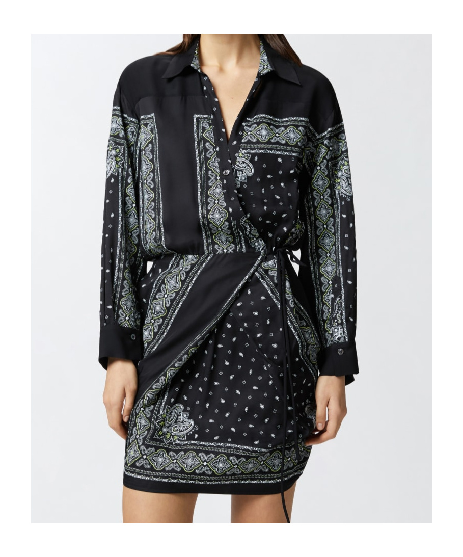 Shop Pinko Bandana-print Mini Dress In Black
