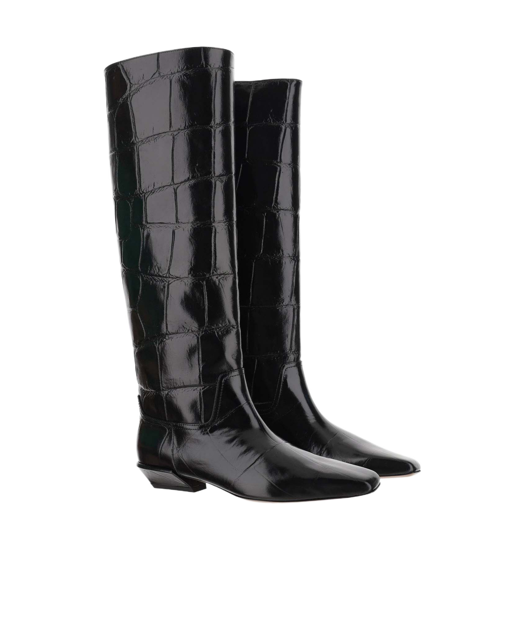 Paris Texas Bettina Croc-effect Leather Boots In Black