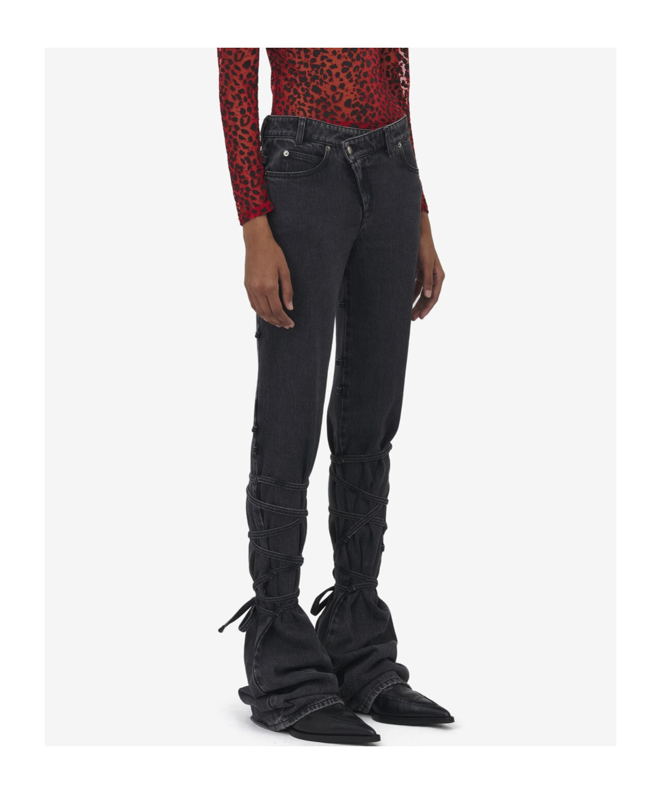 Alexander Mcqueen Baggy Low-rise Tied Jeans In Black