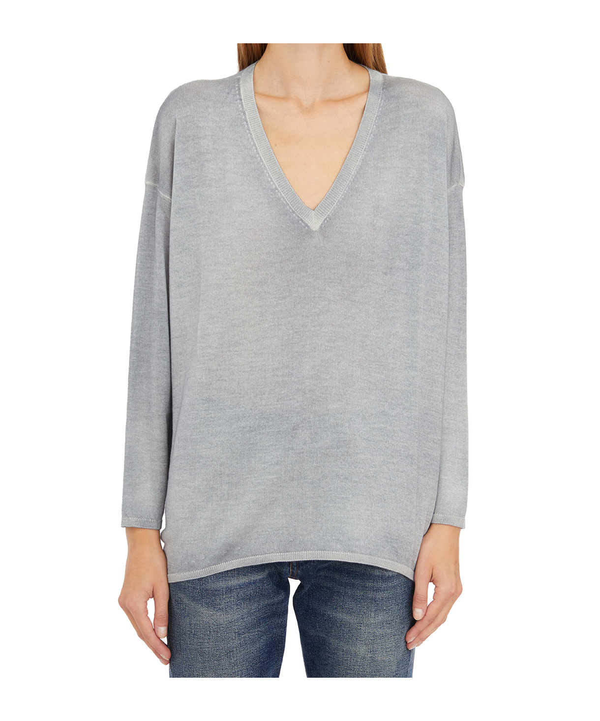 Avant Toi Maglia Scollo A V In Cashmere E Seta In Gray