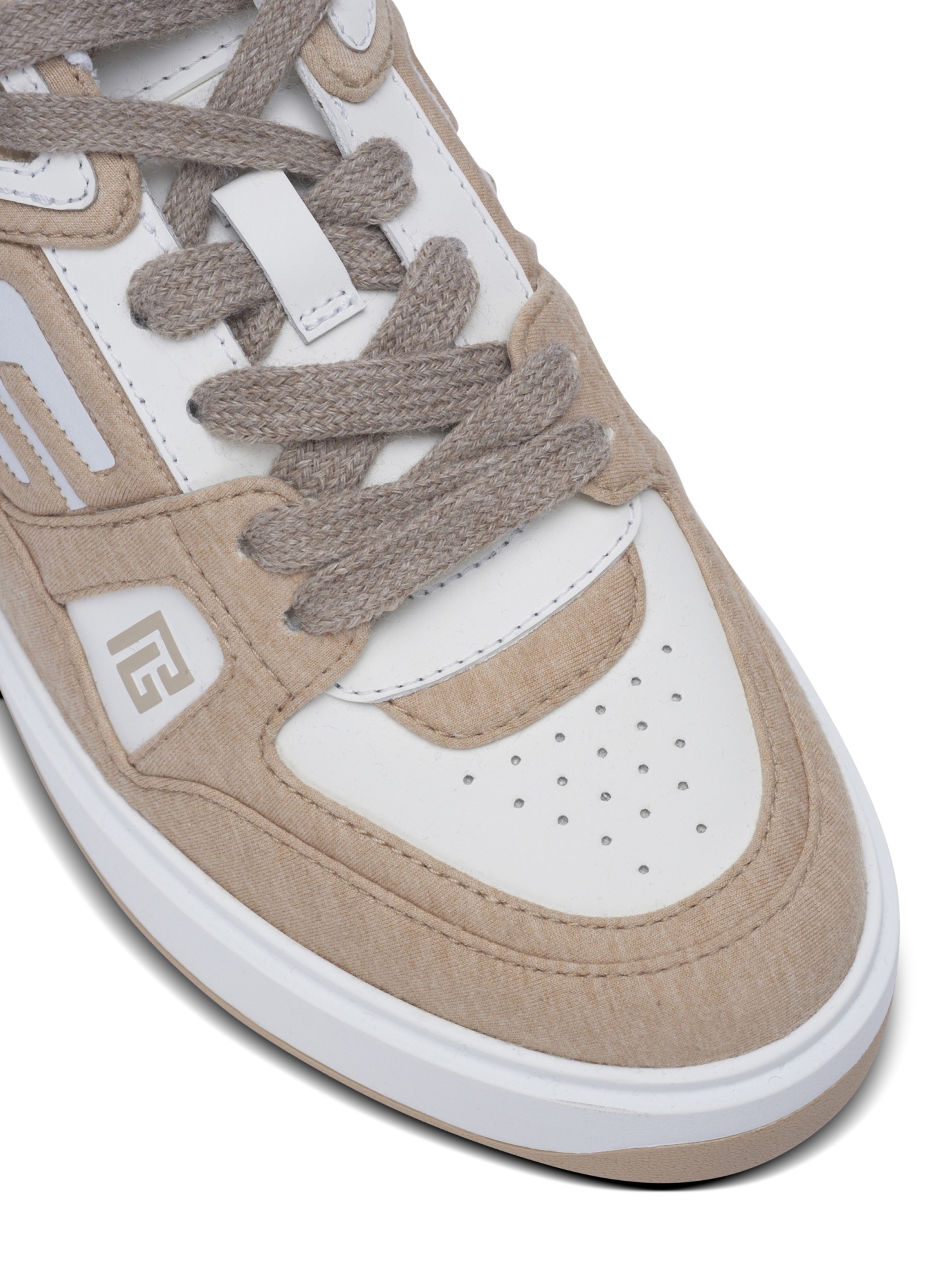 Shop Balmain B-court Skate Trainers In Fleece And Calfskin In White