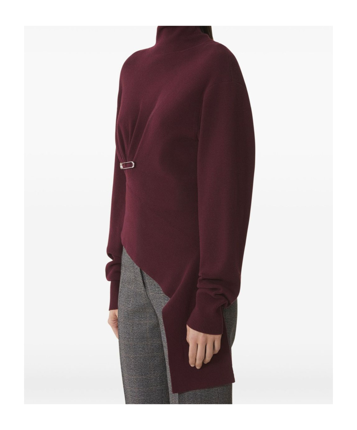 Lanvin Burgundy Knit Wool-cashmere Sweater With Asymmetrical Hem In Burgundy