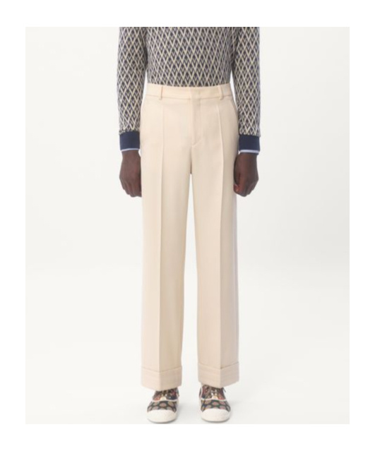 Valentino Wool Gabardine Trousers With Turn-ups In Nude