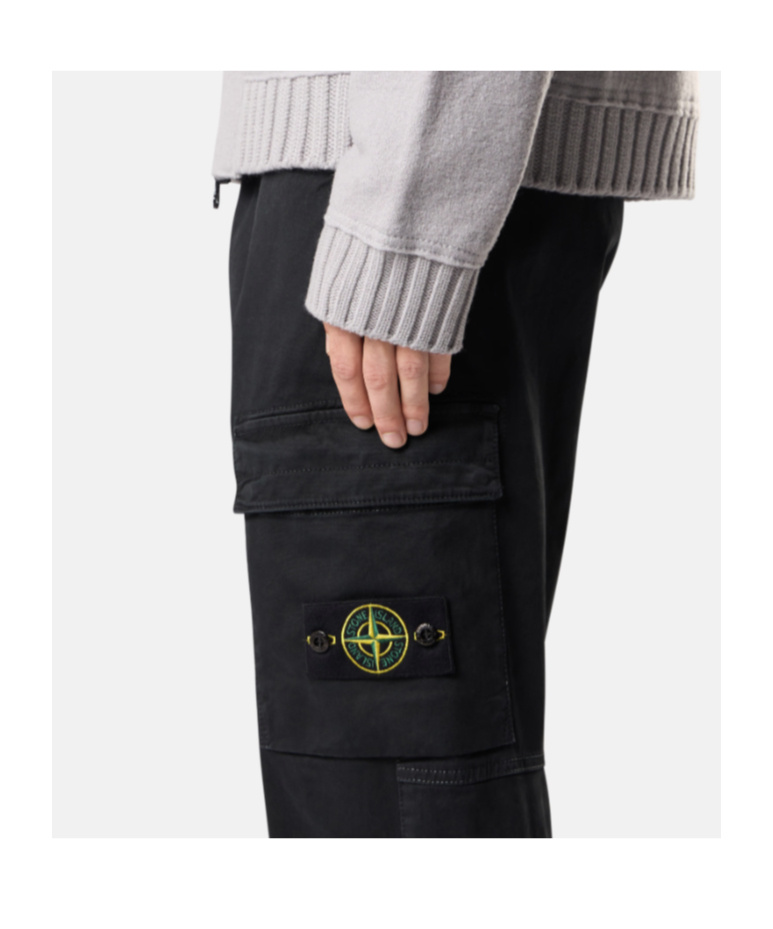 Stone Island Regular-tapered-fit Cargo Pants With Elasticated Waistband In Black