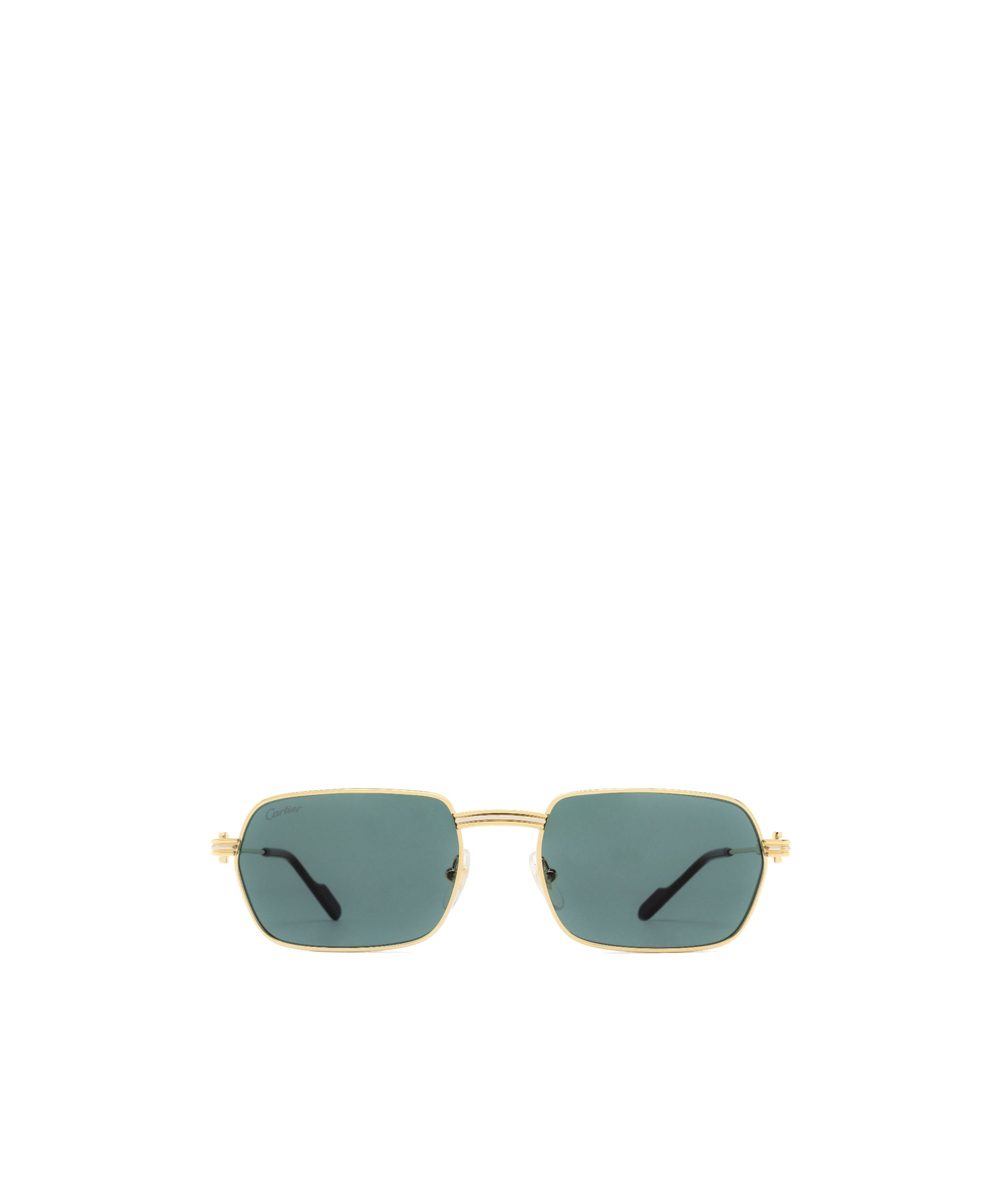 Shop Cartier Rectangle Frame Sunglasses In Green