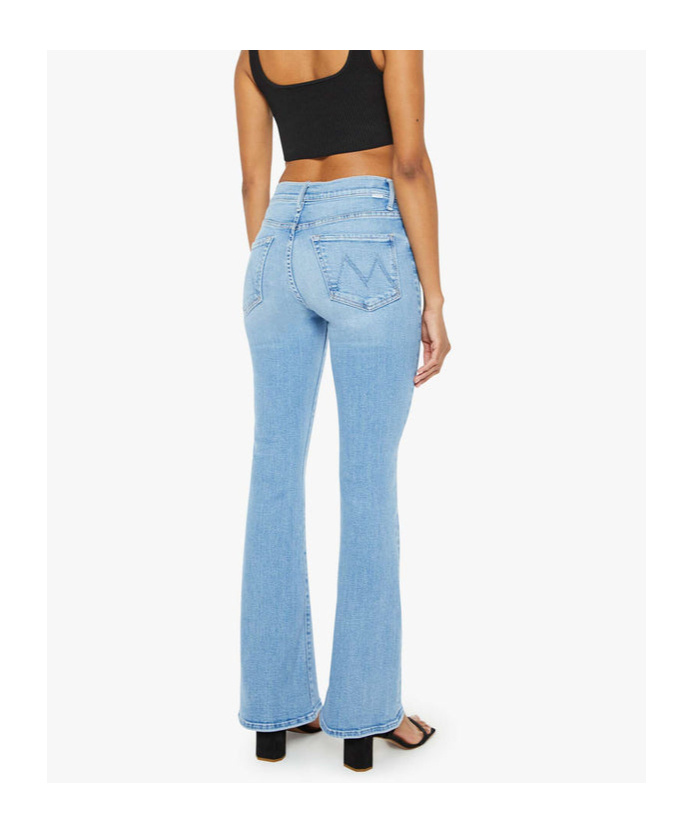 Mother Womens Horseback To Quarterback The Doozy Flared Straight-leg Mid-rise Stretch-denim Jeans In Blue