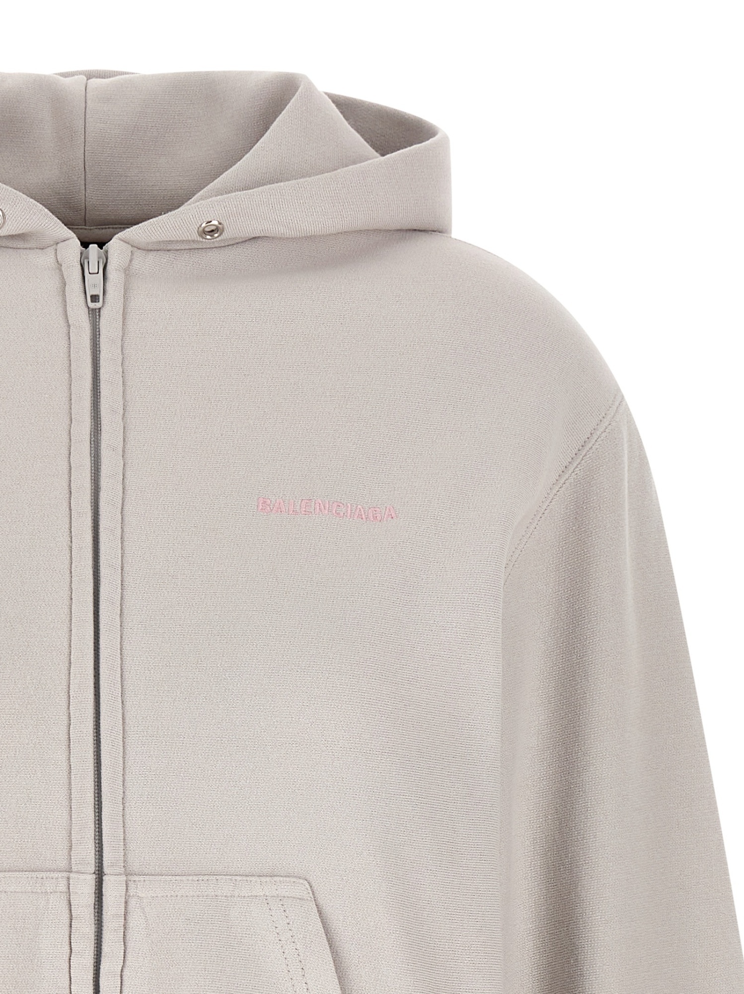 Balenciaga Logo Embroidery Hoodie Sweatshirt Gray In Animal Print