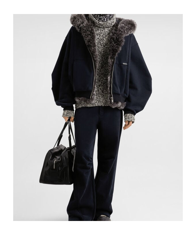Dolce & Gabbana Shearling-trimmed Cotton-jersey Hooded Jacket In Black