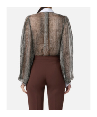 Elisabetta Franchi Python Print And Collar Bodysuit In Black