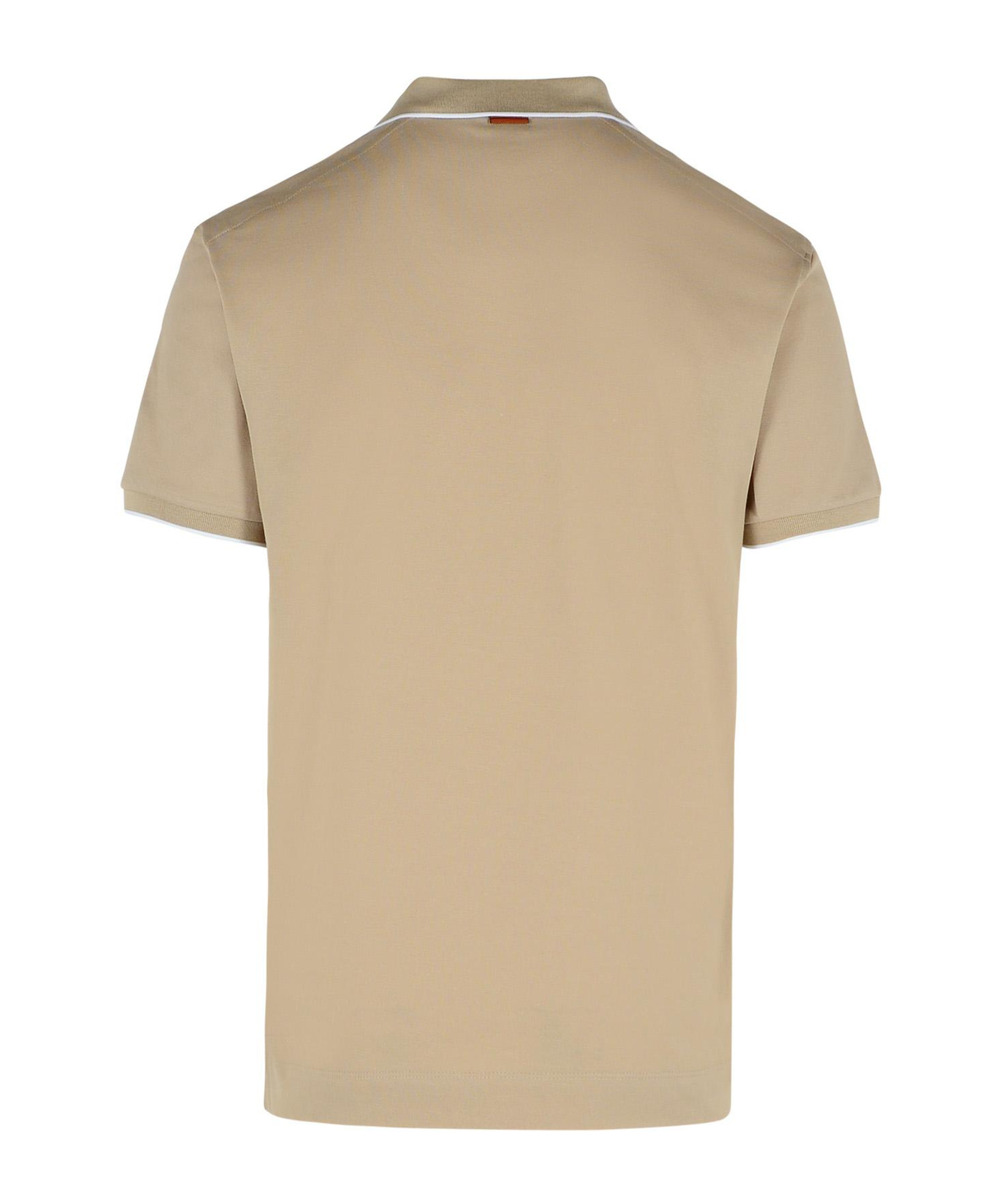 Shop Zegna Logo Embroidered Short-sleeved Polo Shirt In Nude