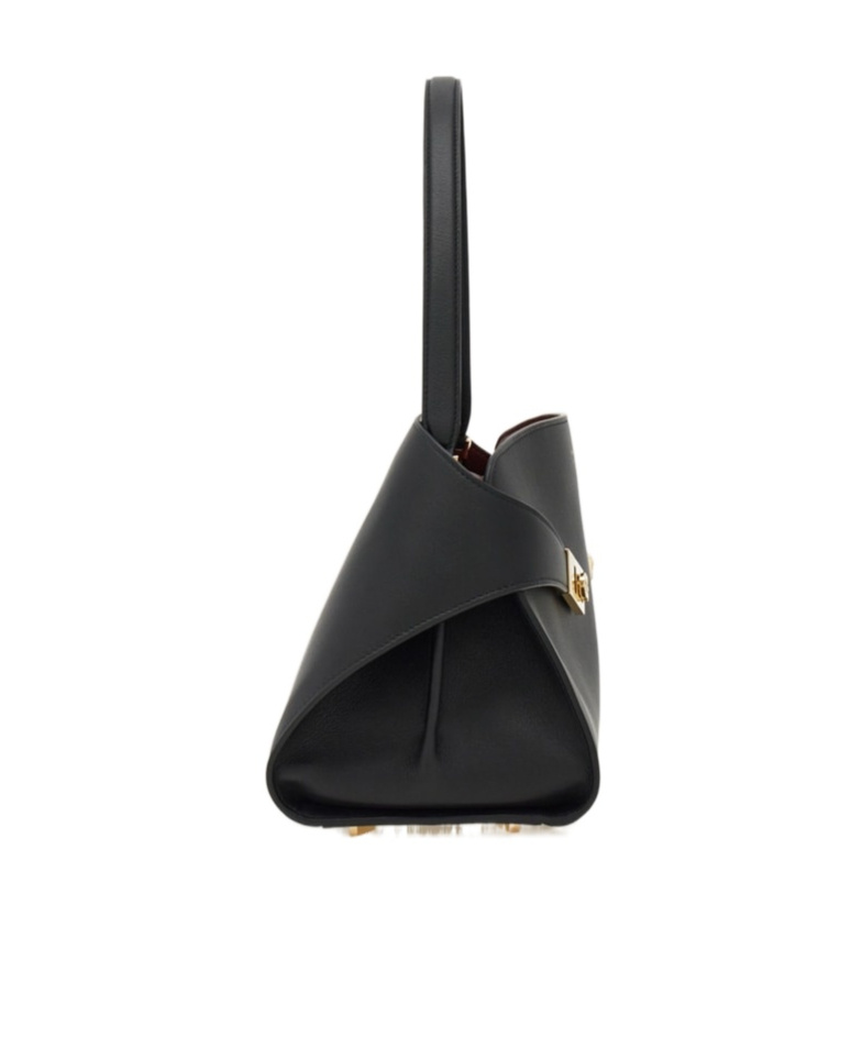 Ferragamo Structured Shoulder Bag Top Handle In Black