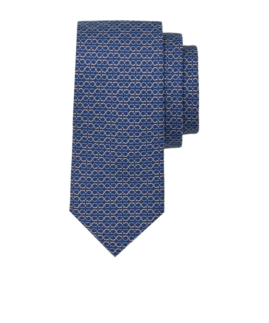 Ferragamo Gancini Printed Tie In Blue