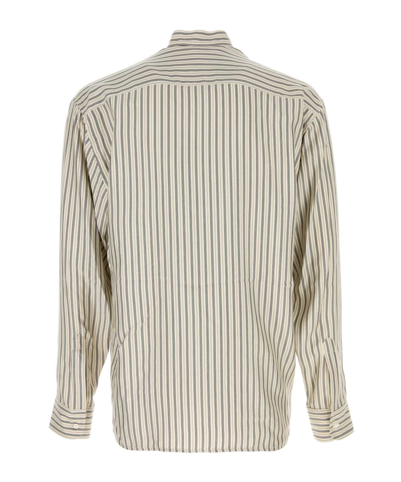 Le Kasha Embroidered Silk Aldar Shirt In Nude