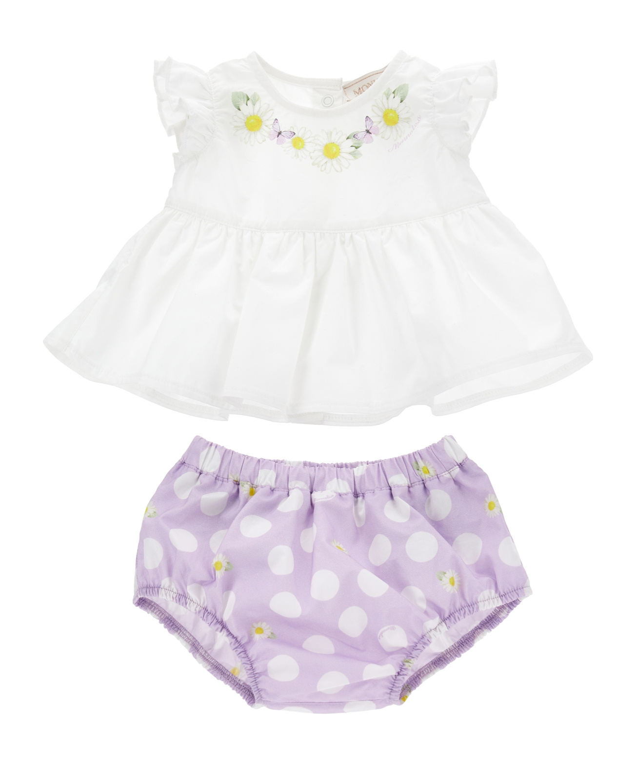 Monnalisa Floral-print Cotton Short Set (set Of Two) In White