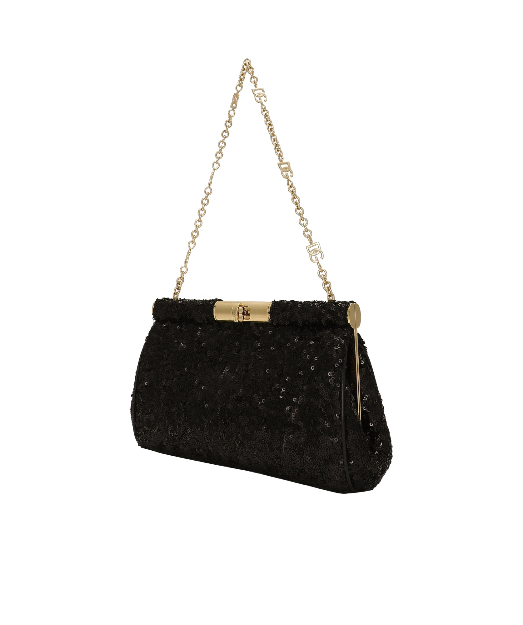 Dolce & Gabbana Sequined Clutch Bag In Black