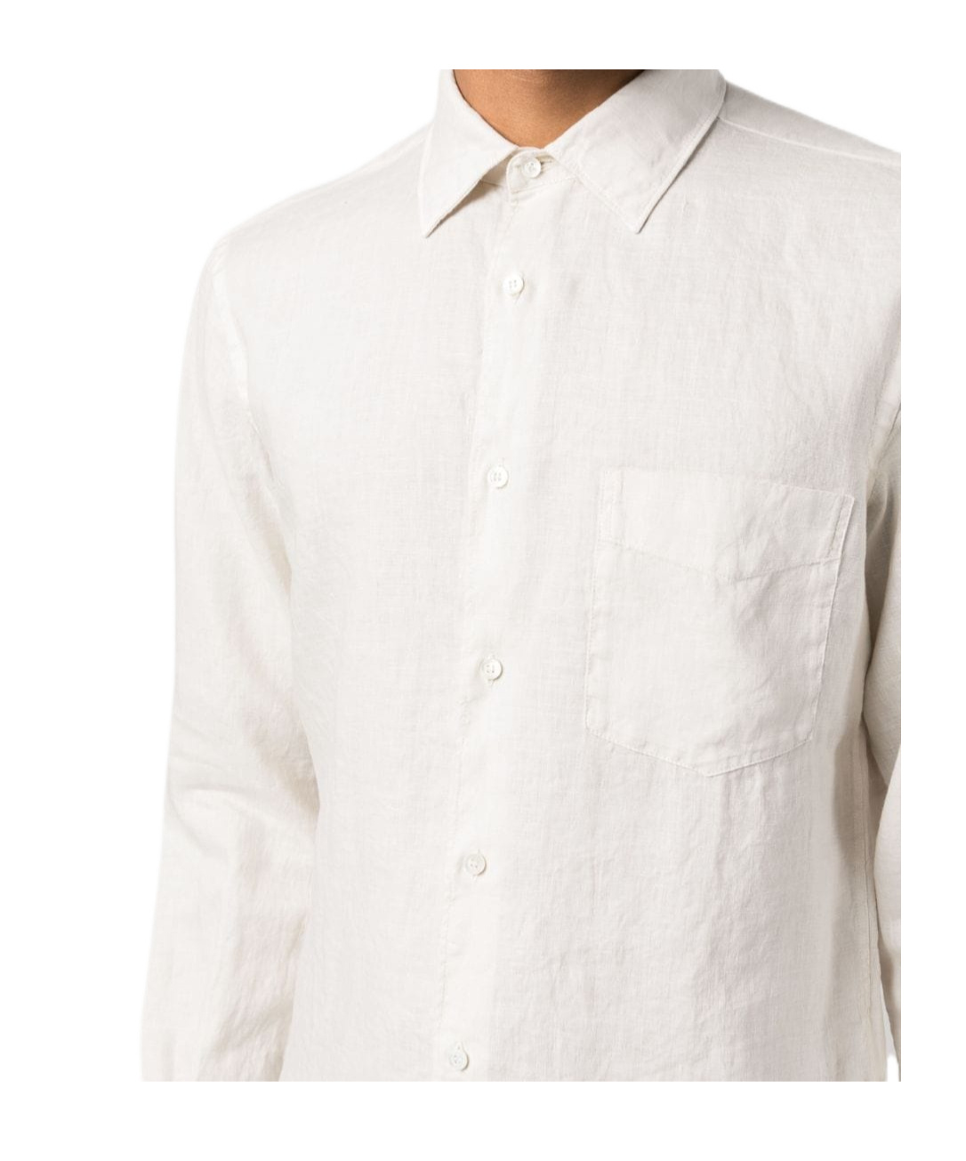 Shop Aspesi Long-sleeve Linen Shirt In White