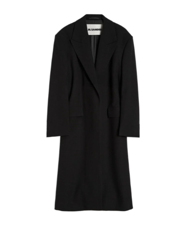 Jil Sander Double-breasted Coat In Black
