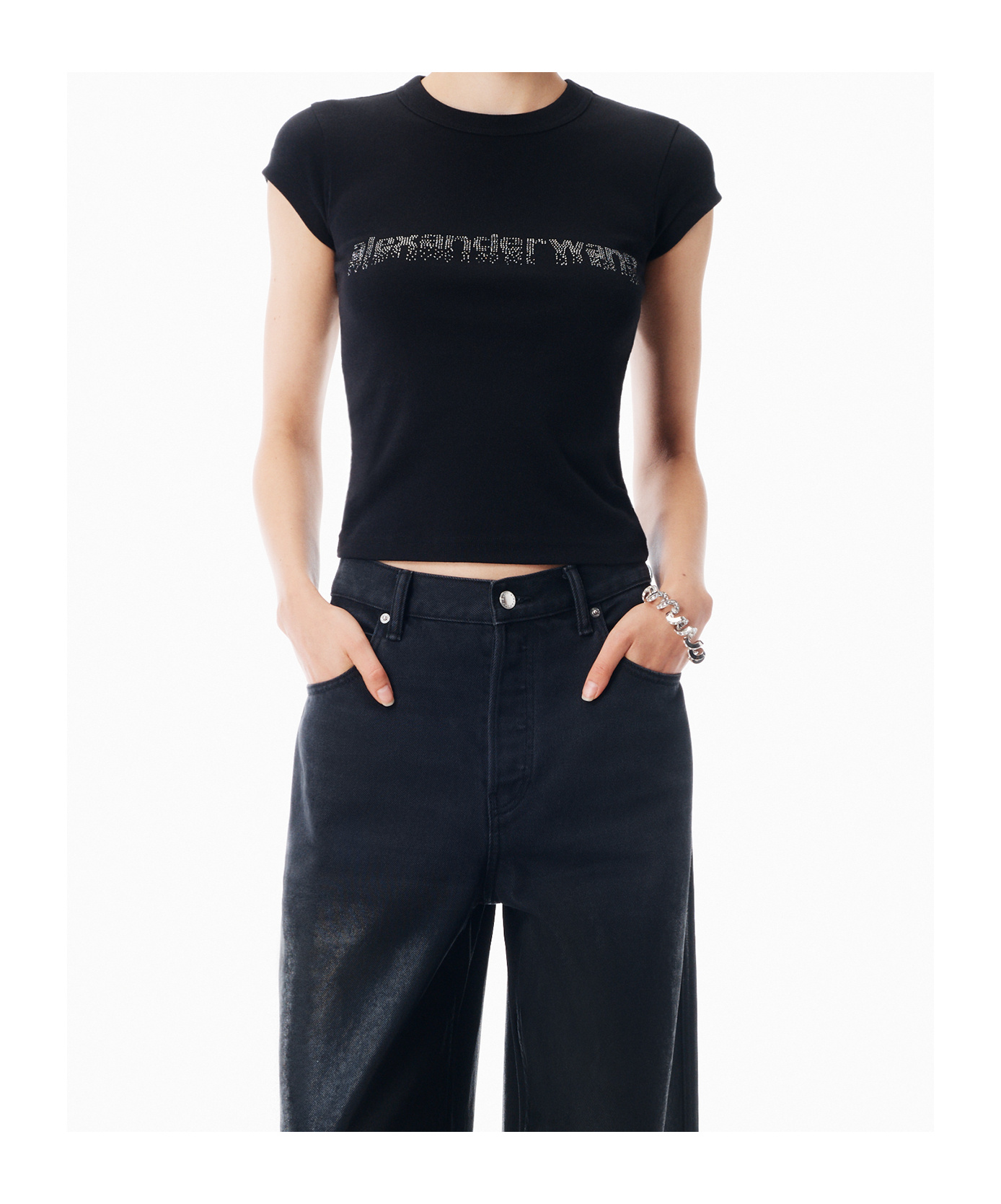 Alexander Wang Logo-embellished Crewneck T-shirt In Black