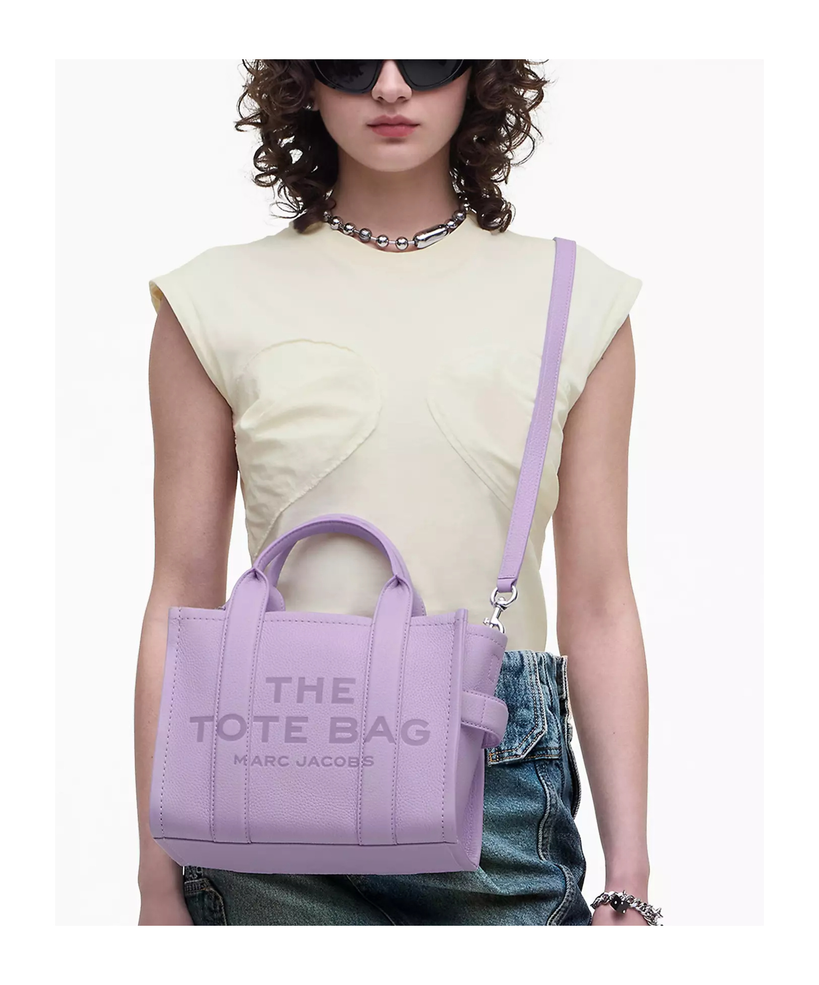 Marc Jacobs The Leather Crossbody Tote Bag In Purple