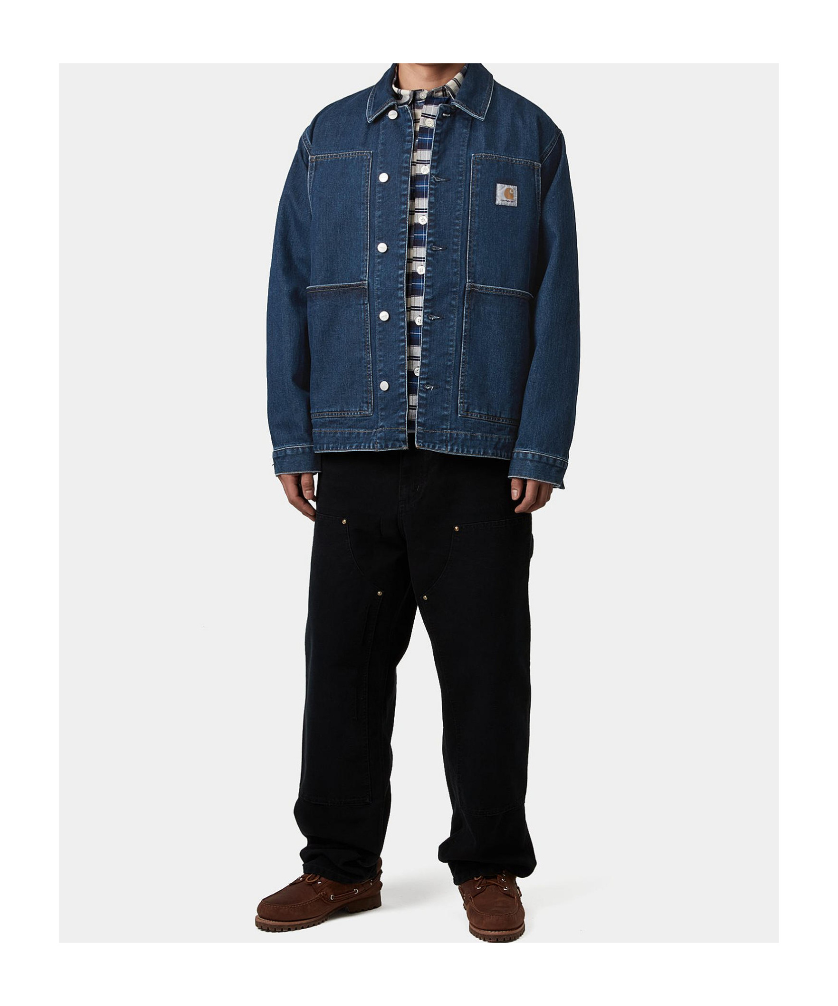 Carhartt Logo Double Front Denim Jacket In Blue