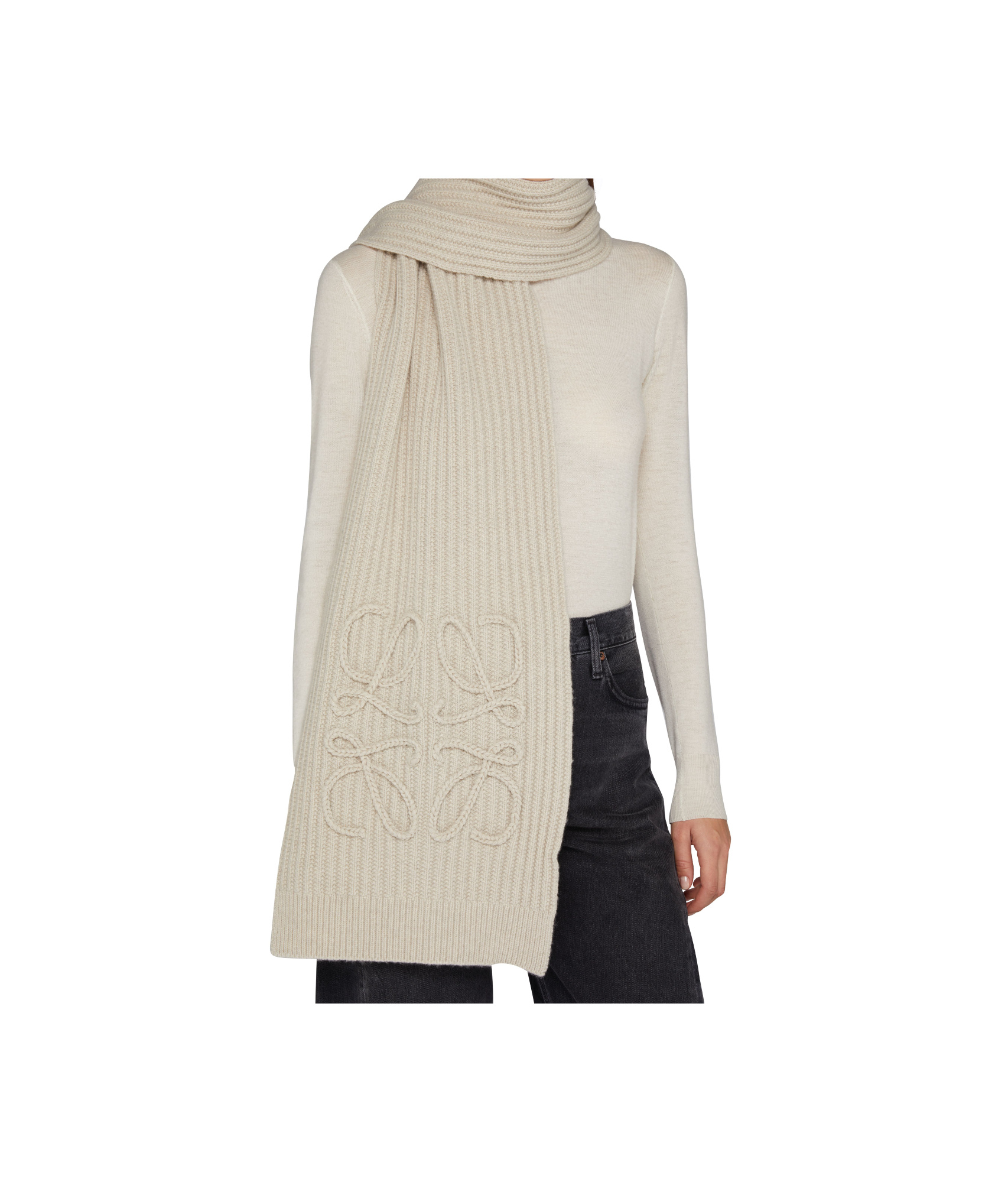 Loewe Rectangular Scarf In Nude