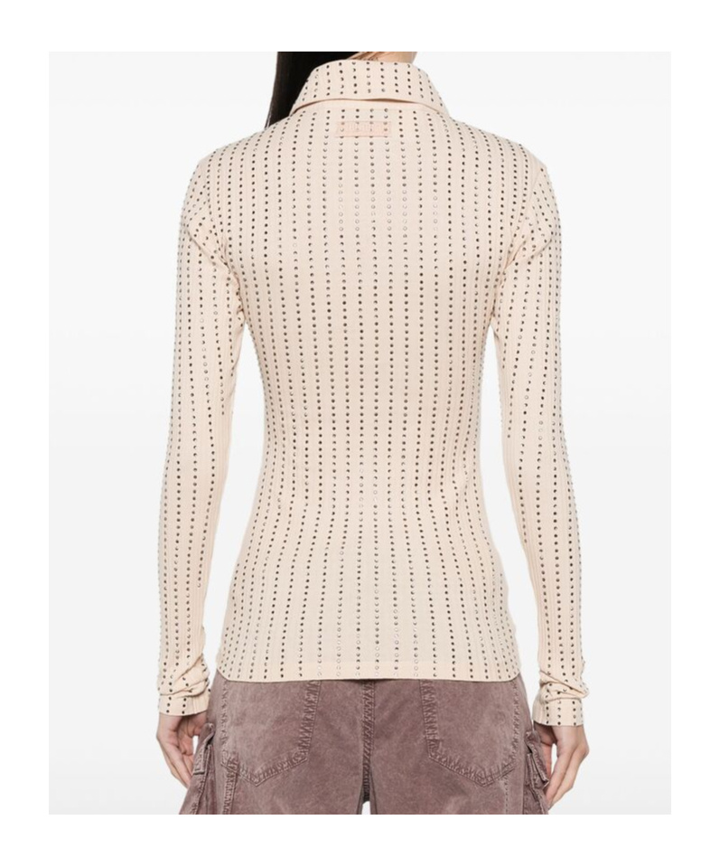 Attico Rhinestone-embellished Polo Shirt In White
