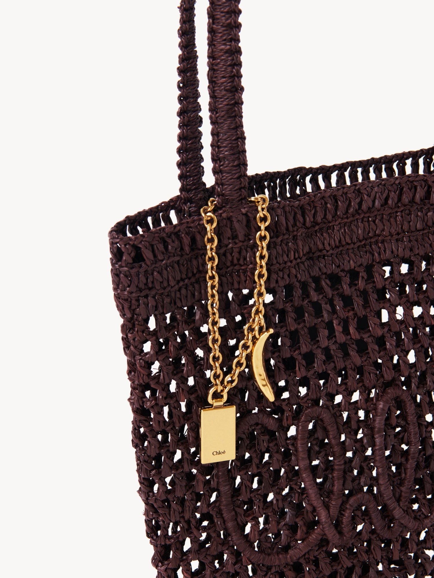 Chloé Petit Sac Cabas Summer Banana En Raphia Femme Brun Taille Onesize 100% Raphia