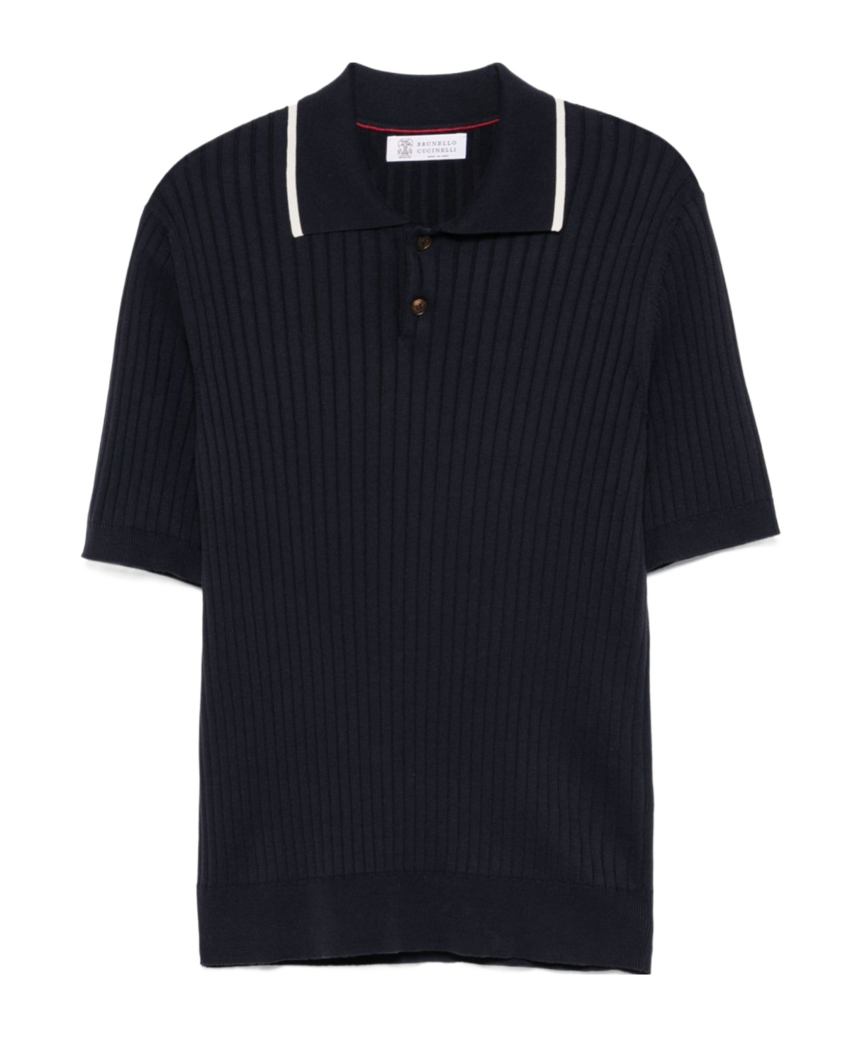 Brunello Cucinelli Ribbed-knit Polo Shirt In Black