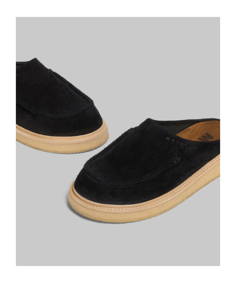 Marni Black Suede Slides In Black