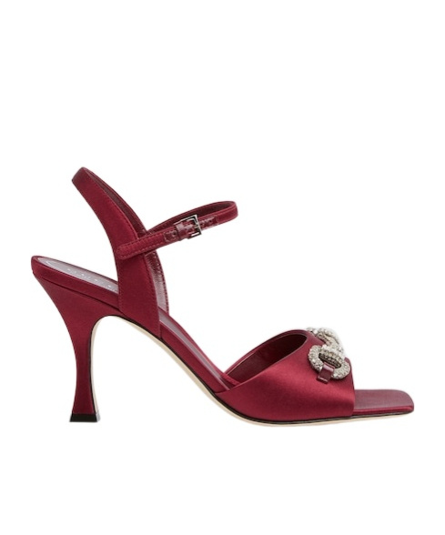 Gucci Women's Sandal With Crystal Horsebit In Red