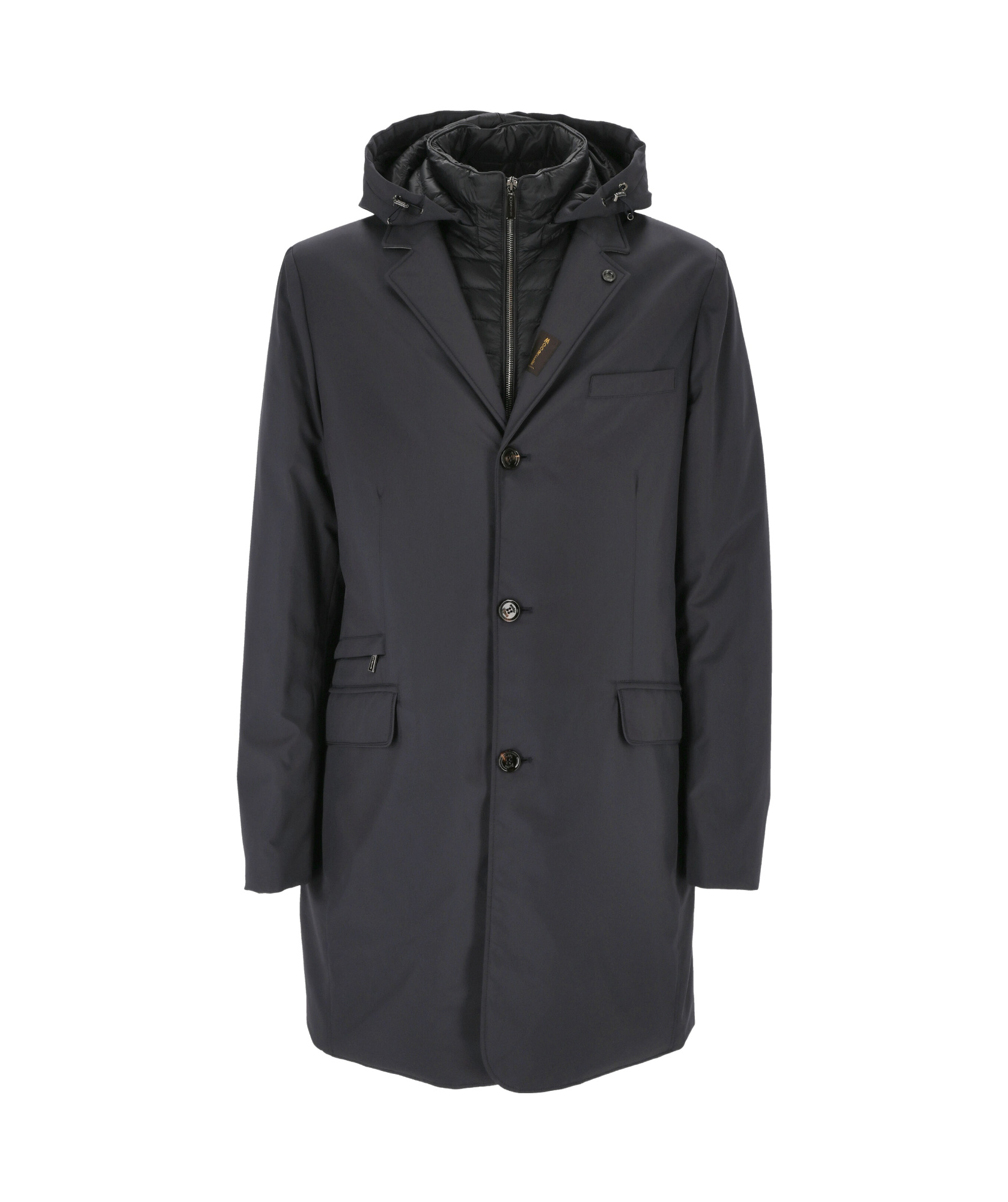 Moorer Button-down Hooded Coat In Black