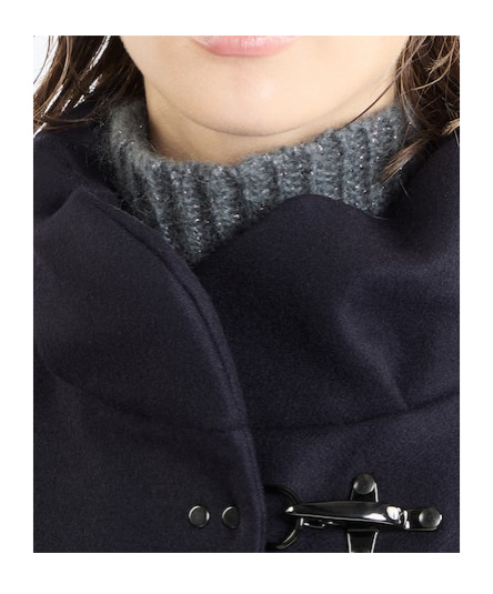 Fay Romantic Coat In Black In Soft Wool Blend Fabric In Blue