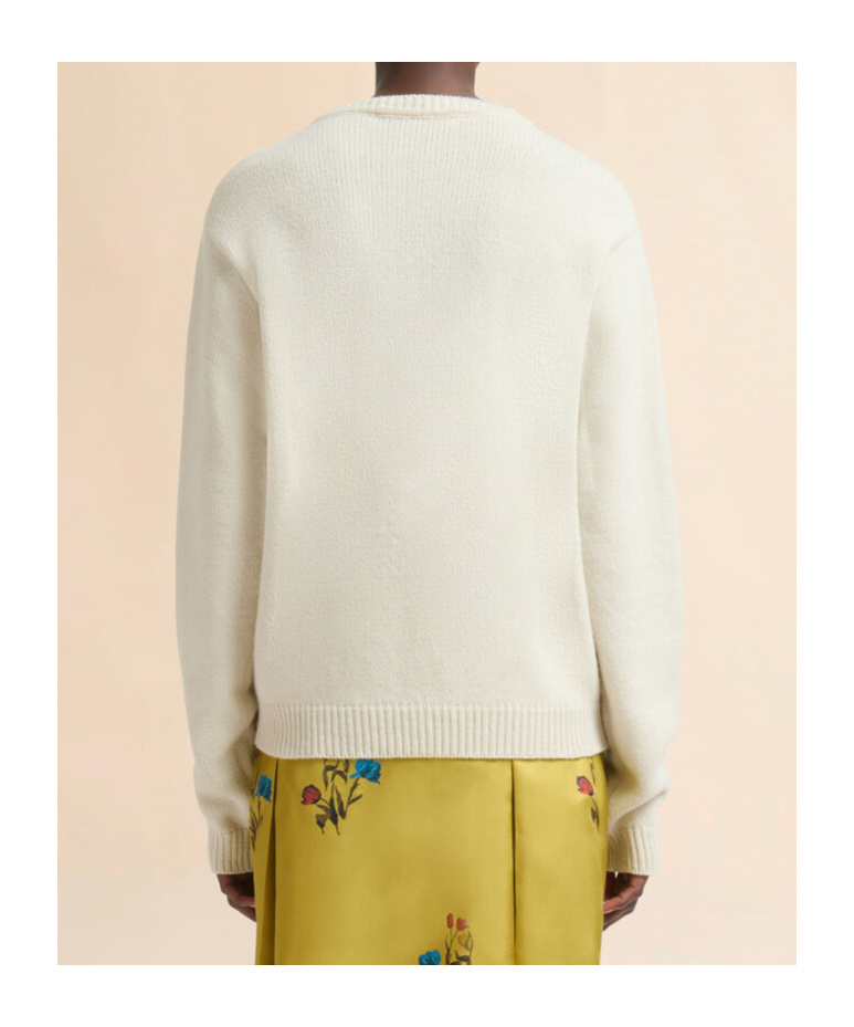 Marni Cream Wool Jumper With Laser-cut  Logo In Neutral