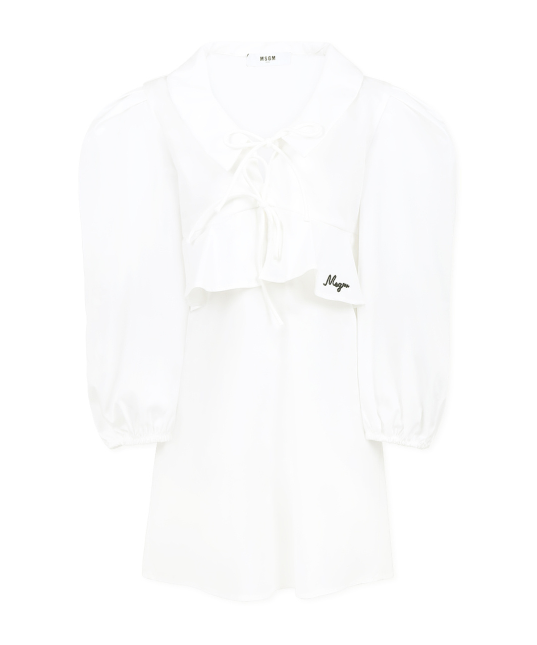 Shop Msgm Long-sleeved Dress In White