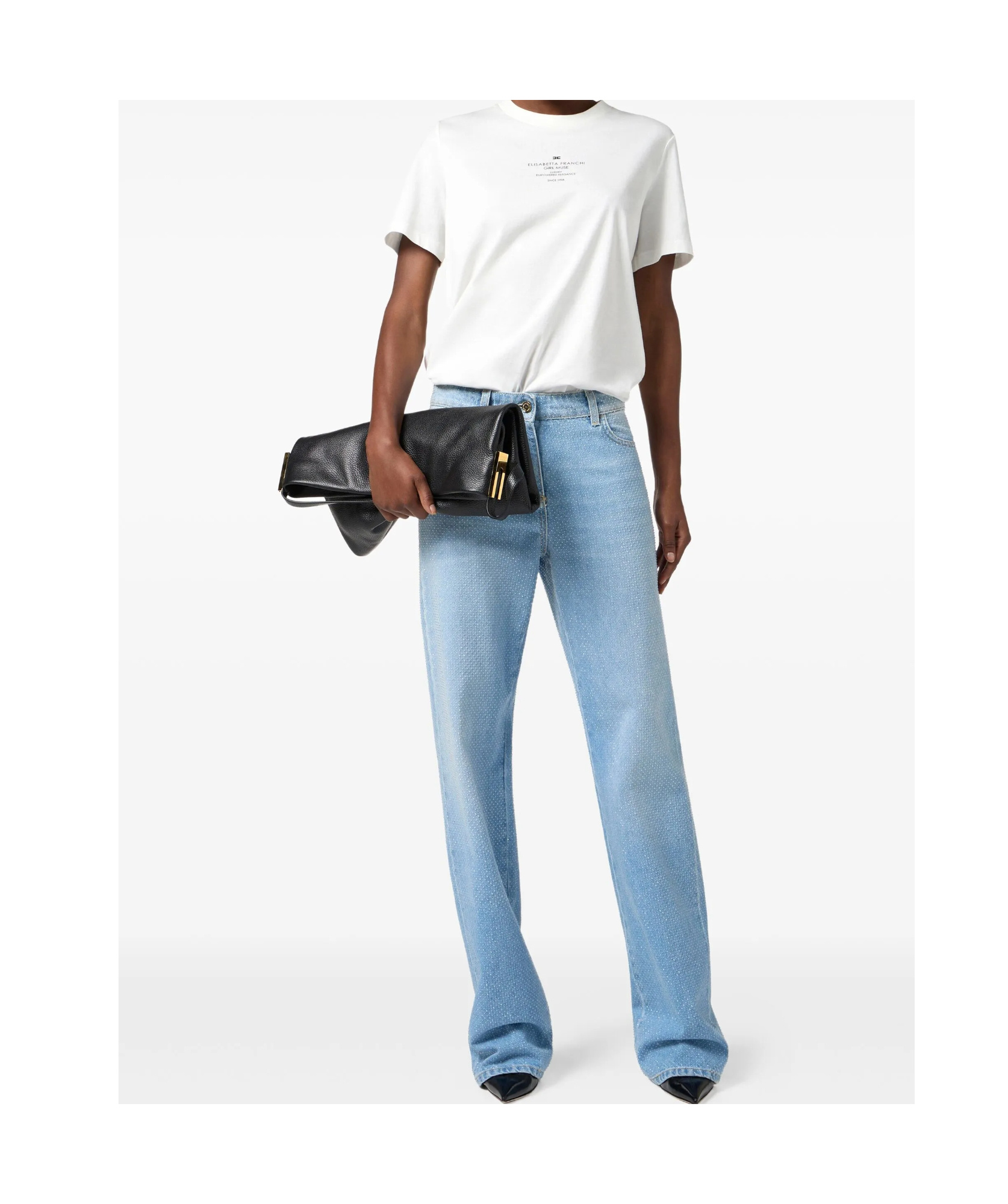 Elisabetta Franchi Rhinestone-embellished Jeans In Blue