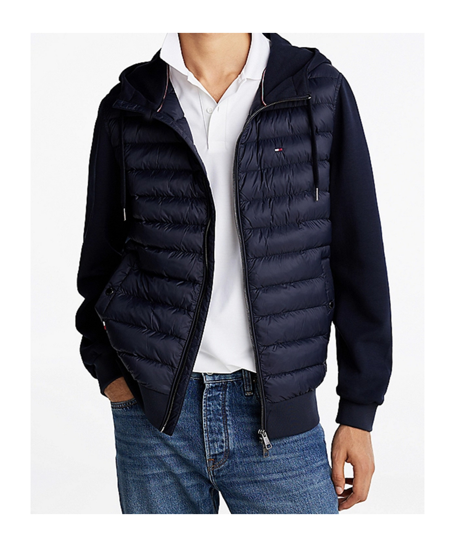 Shop Tommy Hilfiger Panelled Hood Jacket In Black