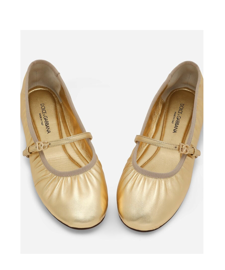 Dolce & Gabbana Nappa Mordore Ballet Flats In Nude