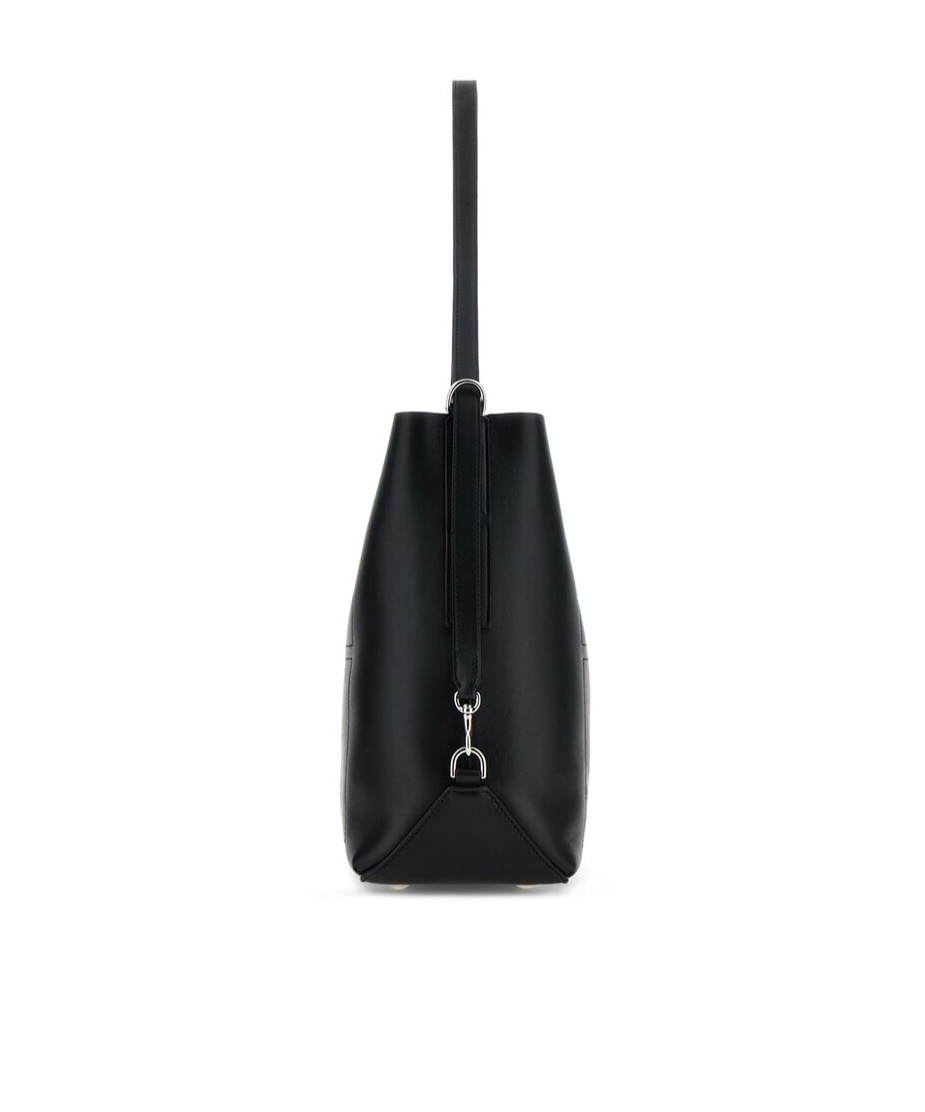 Hogan Medium Leather Shoulder Bag With Adjustable Strap In Black