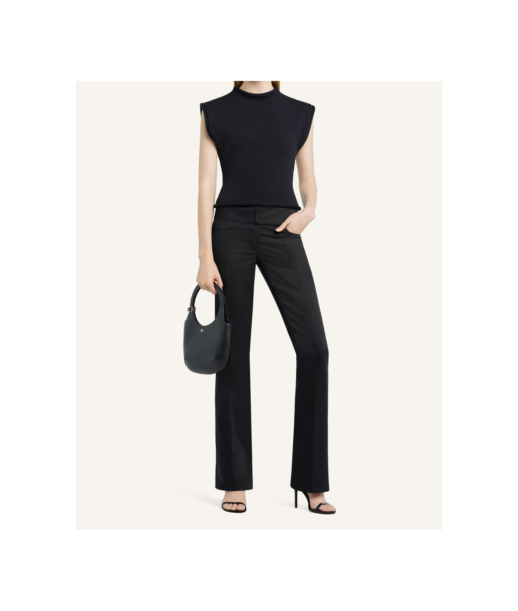 Shop Courrèges Cropped Sleeveless Jumper In Black