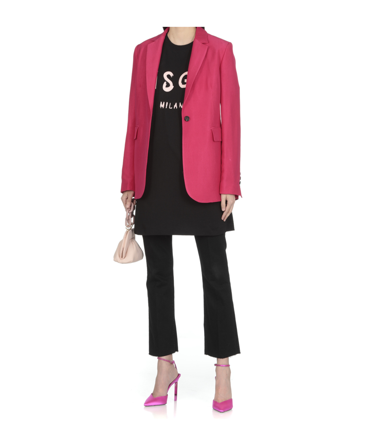 Msgm Logo-print Glitter T-shirt Dress In Black