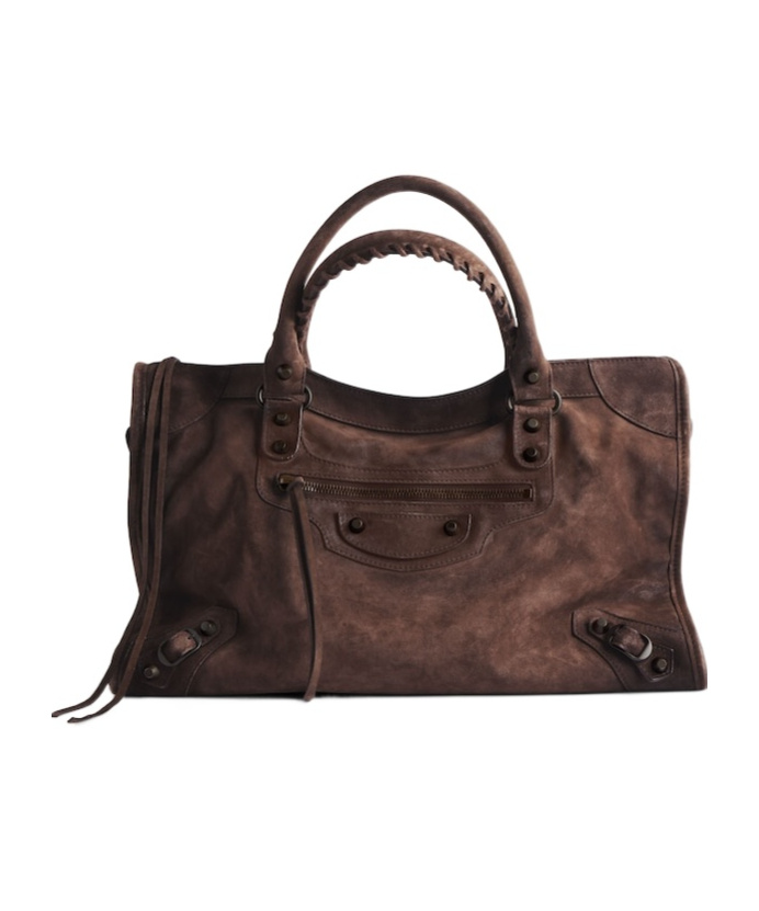 Balenciaga Le City Medium Crinkled Leather Top-handle Bag In Red