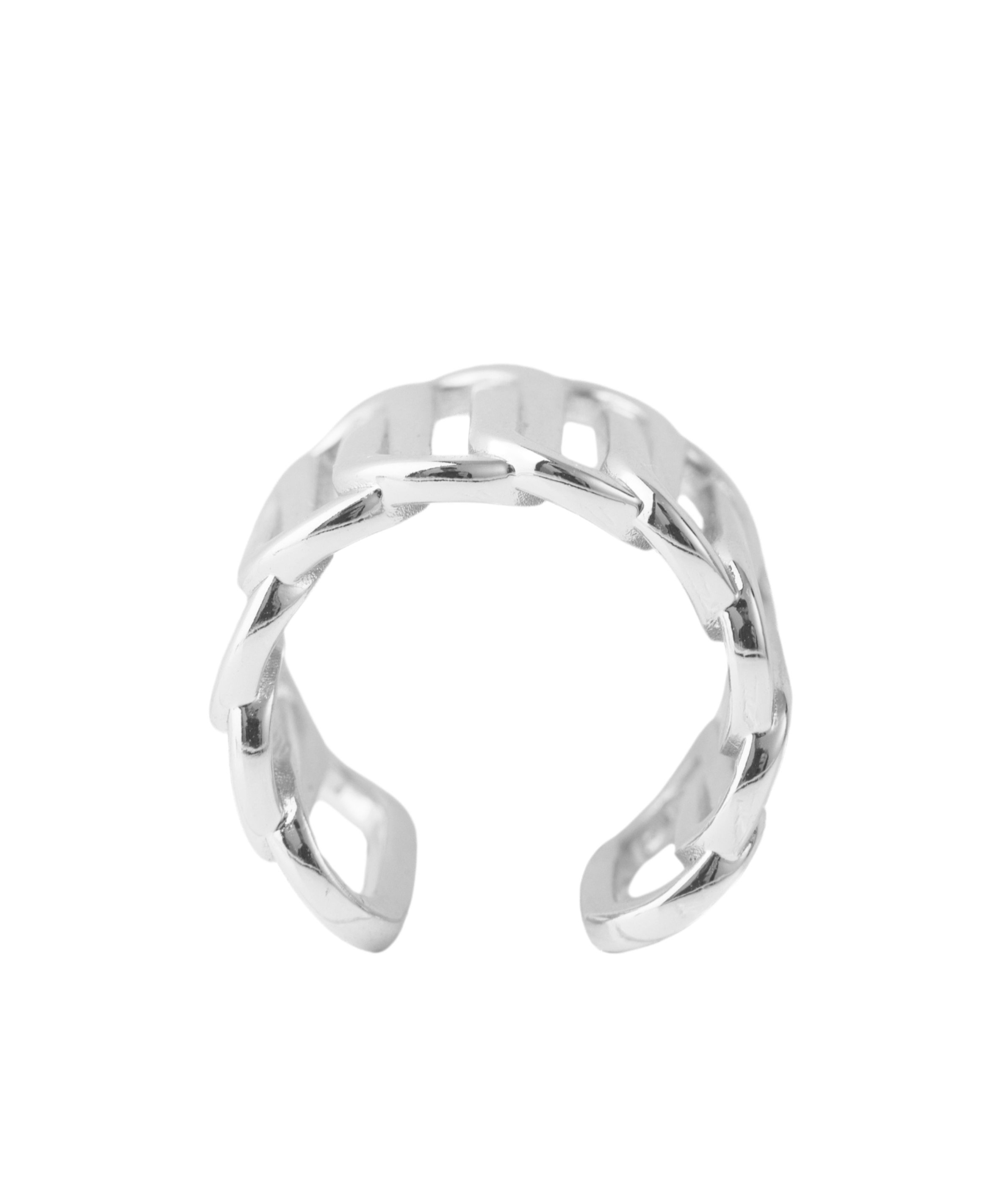 Federica Tosi Square Interlocking Ring In Silver-plated Bronze In White