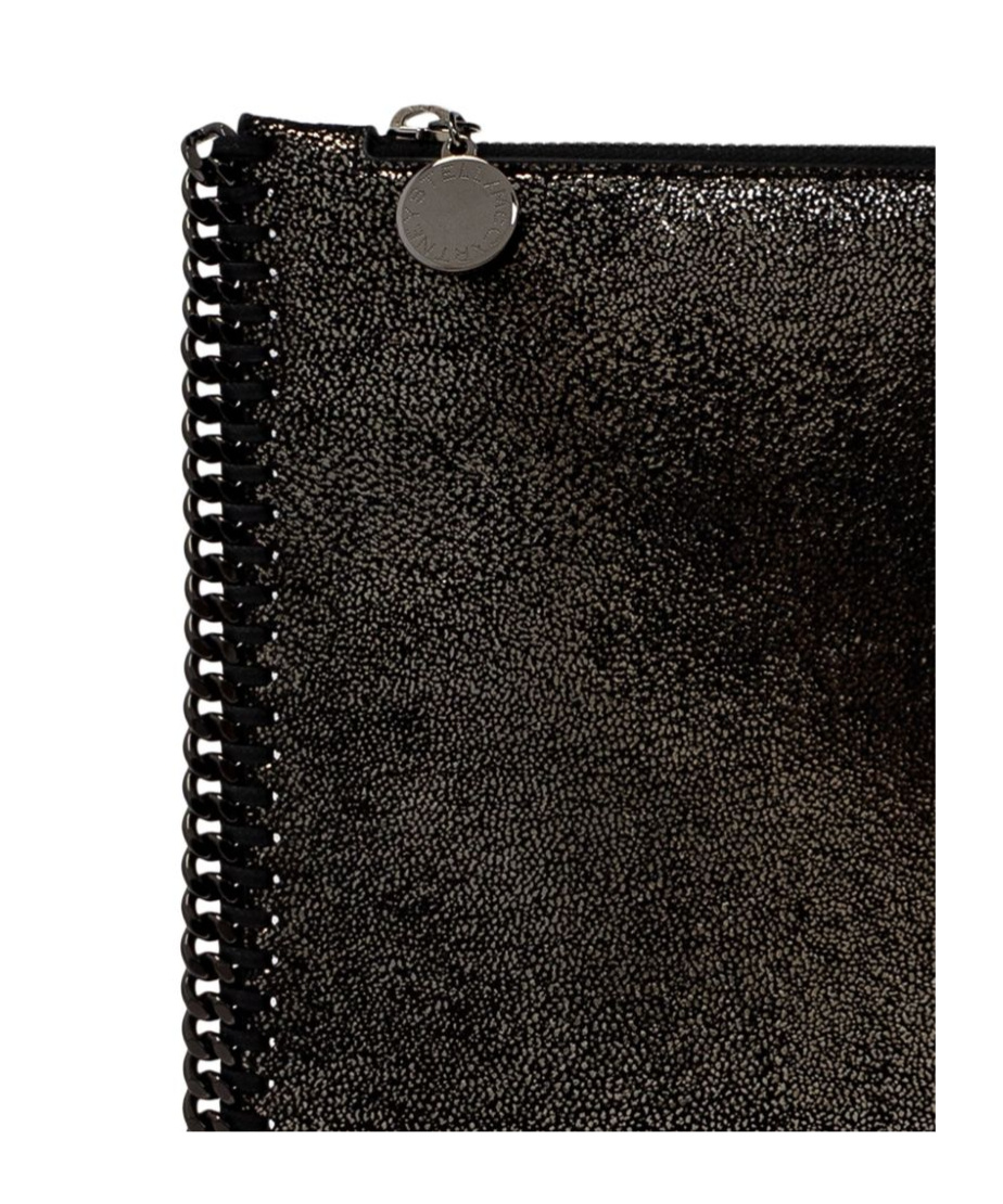 Stella Mccartney Glitter Chain Clutch Bag In Black